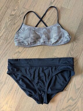 Nike Sports Reversible Bikini Top with Black Swim Bottoms